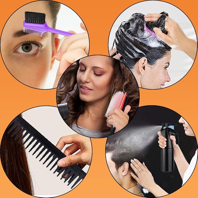 10Pcs Natural Hair Detangling Brush Set with Sleep Bonnet for Curly, Afro, African Black 3a to 4c Hair - Faster Detangling on Wash Days