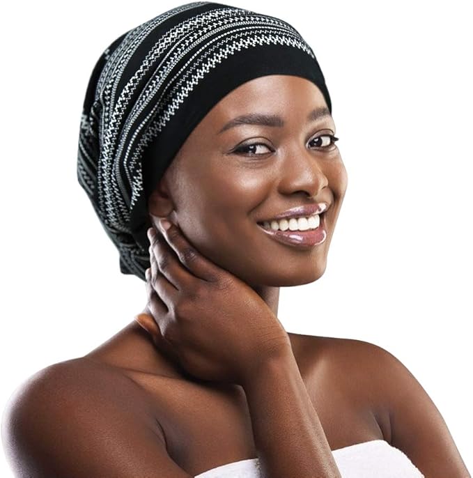 Adjustable Satin Lined Sleep Cap for Dreadlocks Curly Hair Large Head-Stay On Overnight