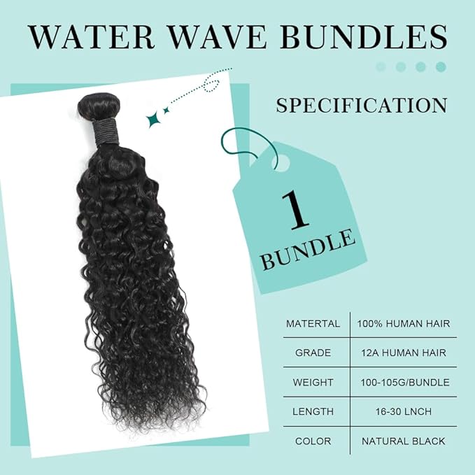 Water Wave Human Hair Bundles 24 Inch 12A Brazilian Water Wave Curly Bundles Wet And Wavy Bundles Double Weft Deep Curly Wave Bundles Natural Black