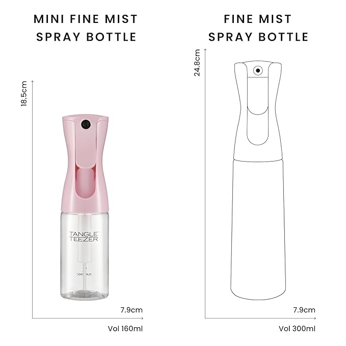 TANGLE TEEZER Travel-Size Fine Mist Continuous Spray Bottle, Reusable and Refillable, for Hair Detangling and Styling, 6.1 oz, Millennial Pink