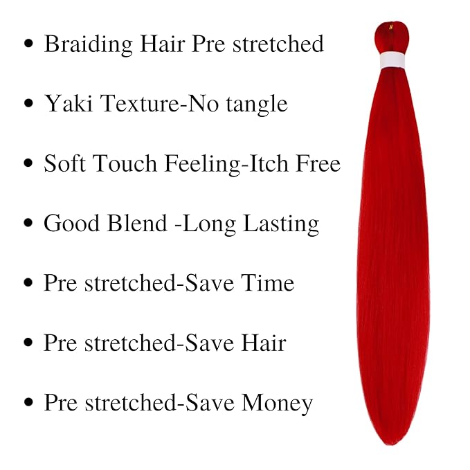 Red Braiding Hair Pre stretched Boho Hair for Braiding Hair Extensions Micro Curl Boho Braids Curly Crochet Bohemian Braids Water Deep Wave Non Toxic Ez Braid Knotless