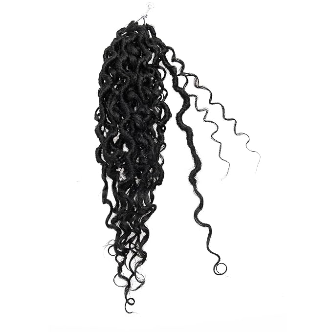 Goddess Locs Crochet Hair Short Curly Boho Faux Locs 10Inch 8Packs Pre-looped River Hippie Bohemian Loc Crochet Braids for Black Women (1B, 10inch(Pack of 8))