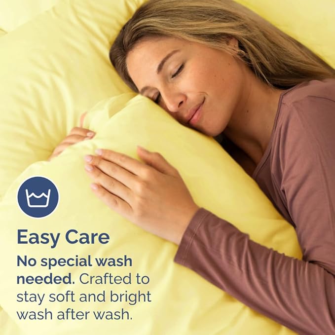 King Pillow Cases Set of 2 - Ultra Soft Hotel Quality Pillowcase Covers - Comfy, Cozy & Wrinkle Free - Shrinkage, Stain and Fade Resistant - Machine Washable Pillow Protectors - 2 Piece Set - Yellow