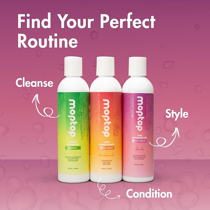 MopTop Curl Enhancer Gel – Curl Defining Gel to Enhance Curly and Coily Hair, Lightweight and Anti Frizz Hair Care with Aloe, Curly Hair Products with Sea Botanicals & Honey (Citrus Medley, 8oz)