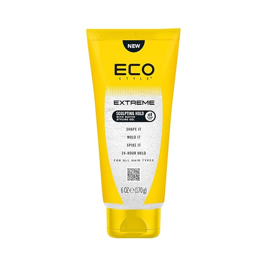 Eco Style Extreme Sculpting Gel with Biotin – Maximum Hold 6 Ounce Hair Gel for Strength, Shine & Definition, Alcohol-Free Formula for All Hair Types, Enhances Volume & Control