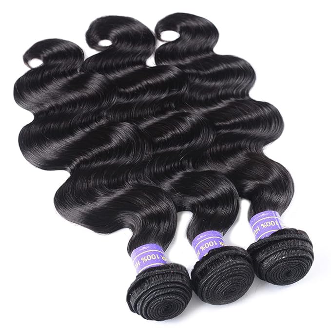 Aopusi Human Hair Bundles Brazilian Virgin Remy Hair Weave - 3 Bundles (22, 24, 26 Inch) Natural Color Body Wave