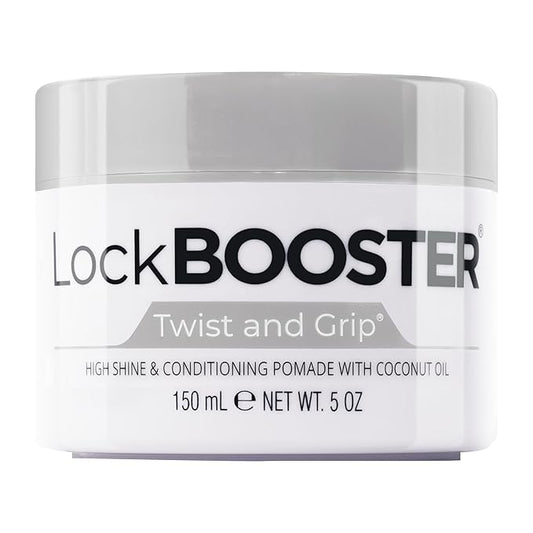 Style Factor Lock BOOSTER Twist & Grip Braid Gel (5 Oz.) with Coconut Oil — Strong Hold, Flake-Free, Frizz-Free Hair Braiding Gel for Defined & Long-Lasting Twists, Locs & Braids