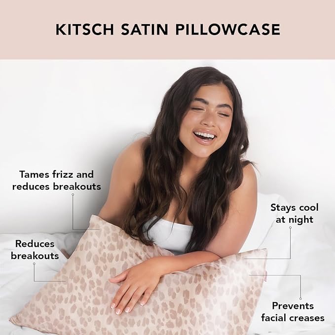 Kitsch Satin Pillowcase, Softer Than Silk Pillow Cases, Cooling Pillow Covers, King Size Pillow Cases Set of 2, Satin Pillowcase with Zipper for Hair, Skin & Quality Sleep, 19"x36" Leopard, 2pcs