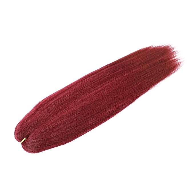 Dorsanee Burgundy Braiding Hair Pre Stretched 24 Inch 3 Packs Braiding Hair Extensions for Box Braids Twists Locs Hair Soft Yaki Texture Hot Water Setting (#Burgundy)