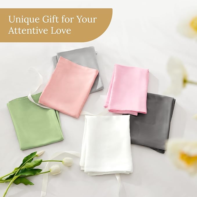 INFIIXSO Mulberry Silk Pillowcase for Hair and Skin, Silk Pillow Cases Queen Size Set of 2 with Hidden Zipper 20"x30", Ultra Smooth and Soft Cooling Pillow Cases for Hot Sleepers(Ocean Mist, 2 Pack)