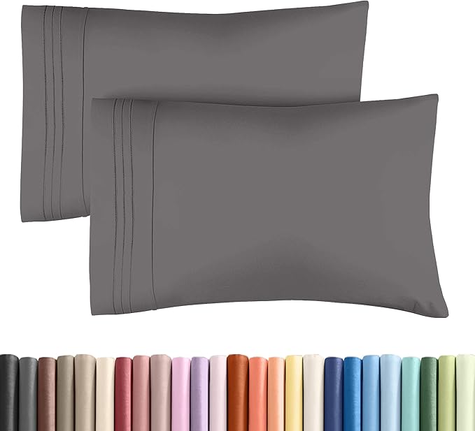 Queen Pillow Cases Set of 2 - Ultra Soft Hotel Quality Pillowcase Covers - Comfy, Cozy & Wrinkle Free - Shrinkage, Stain & Fade Resistant - Machine Washable Pillow Protectors - 2 Piece Set - Dark Grey