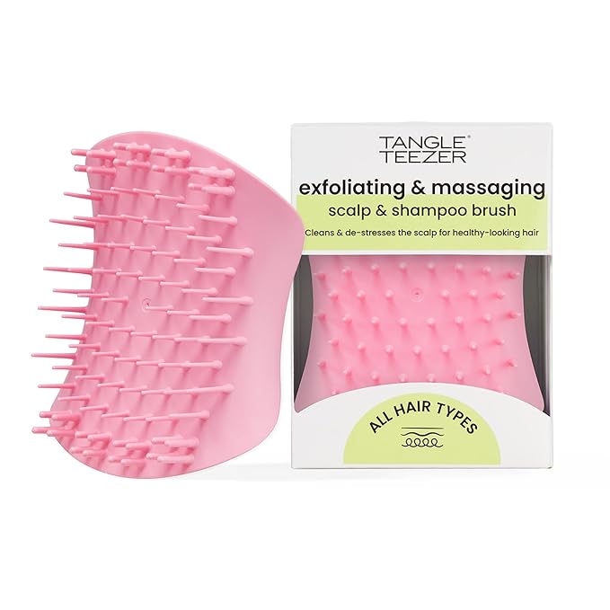 Tangle Teezer Scalp & Shampoo Hairbrush, to Exfoliate, Massage, and Cleanse, for All Hair Types, Pretty Pink