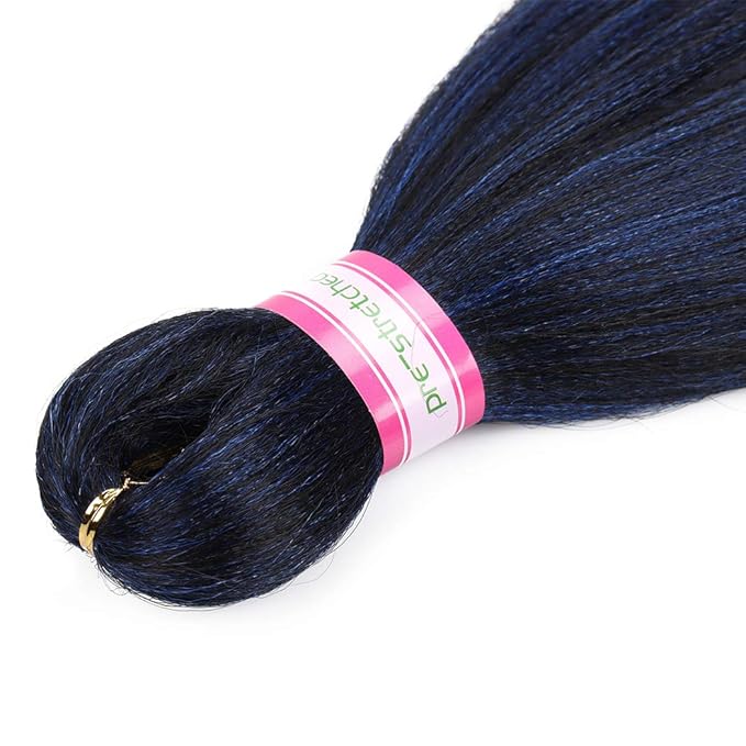 Dorsanee Ombre Blue Braiding Hair Pre Stretched 20 Inch 8 Packs Braiding Hair Extensions for Crochet Box Braids Twists Locs Hair Itch Free Soft Yaki Texture Hot Water Setting (20inch,#1B/Blue)