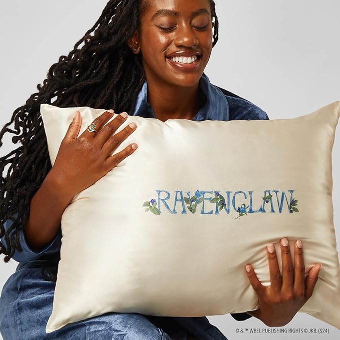 Kitsch x Harry Potter Ravenclaw Satin Pillowcase with Zipper – Double-Sided Crest Design – Better Than Silk Pillowcase – Perfect for Kids Rooms & Toddler Bed Time Pillow Case – King Size 19x36