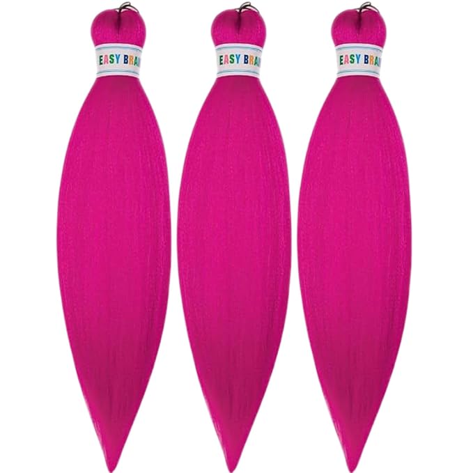 Kids Braiding Hair Pre stretched 16 inches Magenta Pink Yaki ez Braid Braiding Hair for Kids Knotless Braids