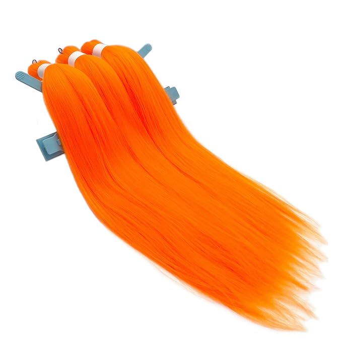 Orange Braiding Hair Pre Stretched Kanekalo Color Braiding Hair Extensions for Braiding Box Braids Micro Crochet Hypoallergenic Jumbo Knotless Kids Pre Curled Prestressed Braiding Hair 26 inch