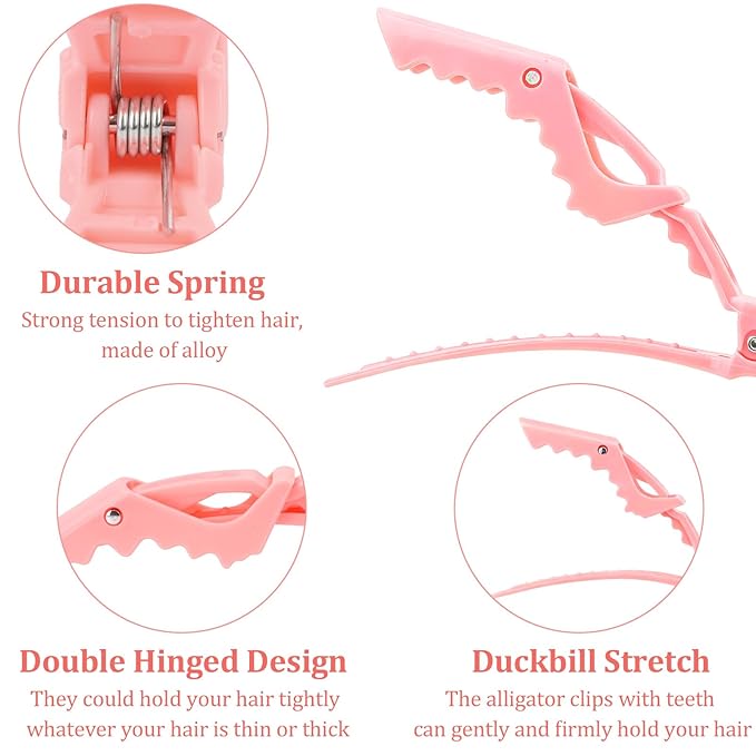 30 Pack Alligator Hair Clips for Styling, Sectioning Crocodile hair Clips Professional Barber Accessories for Salon of Thick Curly Volume Hair (Pink)