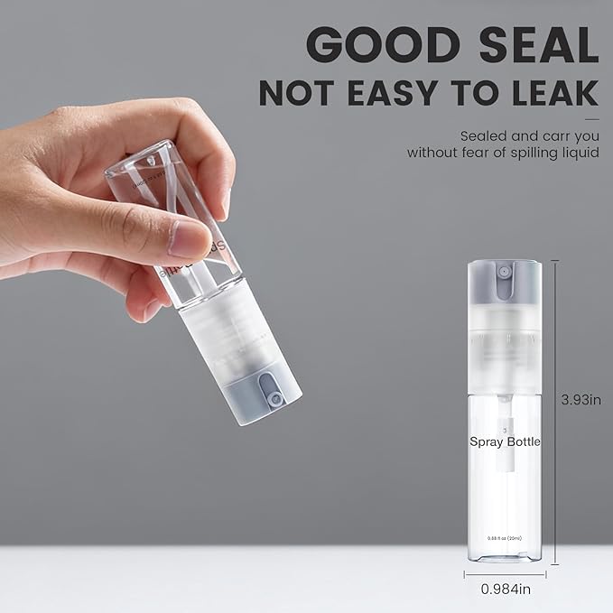 4 Pack Refillable Spray Bottle, Reversible Small Empty Spray Bottle with Fine Mist, Leak Proof - for Cleaning Solutions, Mosquito prevention, Face & Hair Mist - 4pk 0.68 OZ / 20 ML