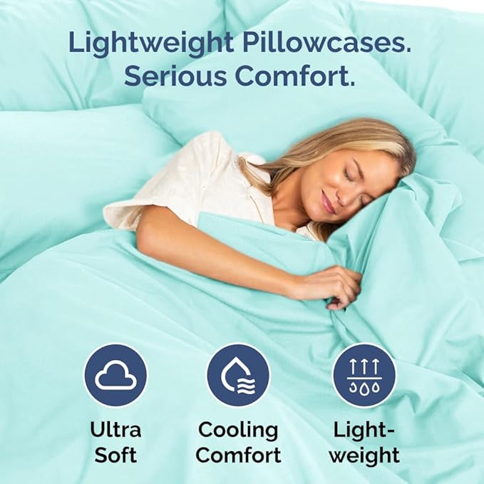 King Pillow Cases Set of 8 - Ultra Soft Hotel Quality Pillowcase Covers - Comfy & Wrinkle Free - Shrink, Stain & Fade Resistant - Easy-Care, Machine Washable Pillow Protectors - 8 Piece Set - Spa Blue