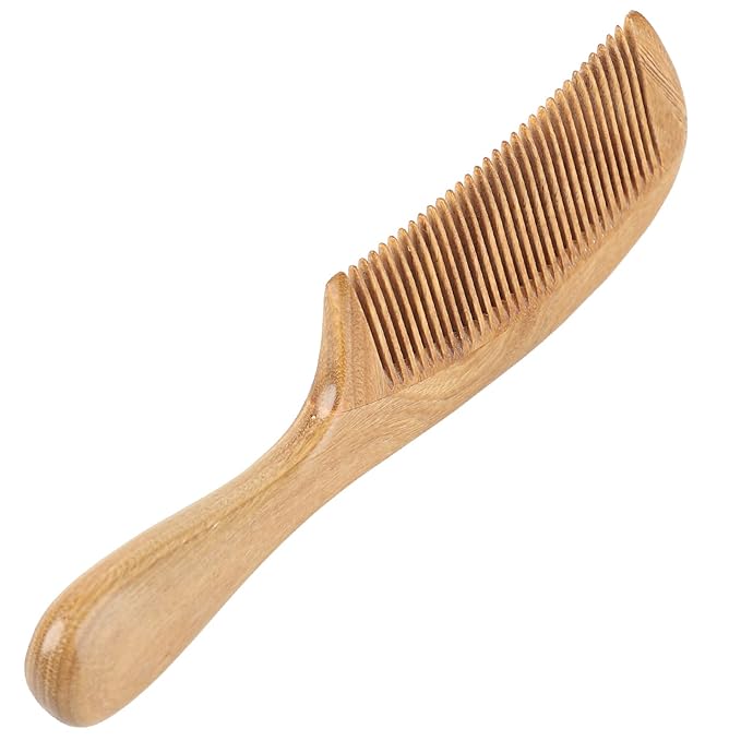 Onedor Handmade 100% Natural Green Sandalwood Hair Combs - Anti-Static Sandalwood Scent Natural Hair Detangler Wooden Comb (Fine Tooth)