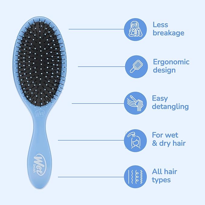 Wet Brush Detangling Brush, Original Detangler Brush (Sky) - Wet & Dry Tangle-Free Hair Brush for Women & Men - No Tangle Soft & Flexible Bristles for Straight, Curly, & Thick Hair
