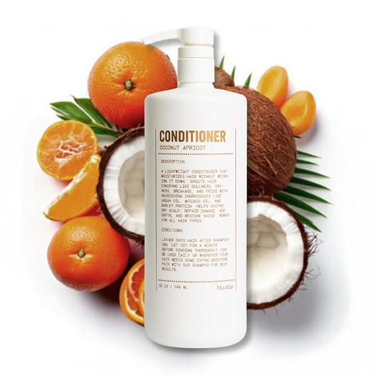 Blu Atlas Men's Natural Conditioner – Organic, Sulfate-Free, Paraben-Free – Deep Moisturizing & Scalp Soothing – Coconut Apricot Scent – Made in America – 32 oz