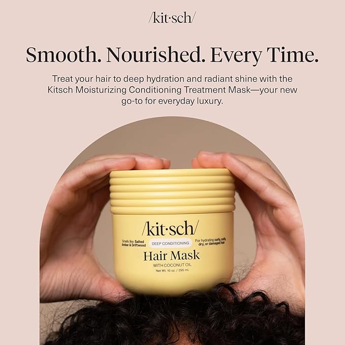 Kitsch Deep Conditioning Hair Mask – Moisturizing Hair Mask for Damaged Hair with Coconut Oil – Hydrating, Strengthening & Frizz-Reducing Hair Care Treatment for Curly, Coily & All Hair Types - 10 oz