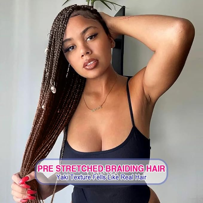8 Pack Ombre Braiding Hair Pre Stretched - 30" 100G/Pack Premium Pre Stretched Braiding Hair Extensions, Professional Itch Yaki Texture Prestretched Hair(1B30)
