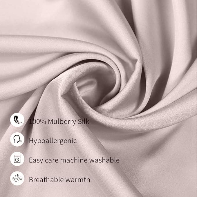 100% Mulberry Silk Pillowcases Set of 2 for Hair and Skin and Super Soft and Breathable Queen Size Nature Silk Pillowcases (Queen, Apricot Gray)