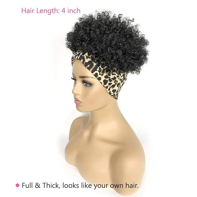 Short Wigs for Black Women Afro Wigs for Black Women Headband Wig with Headbands Attached Kinky Curly Pineapple Wig
