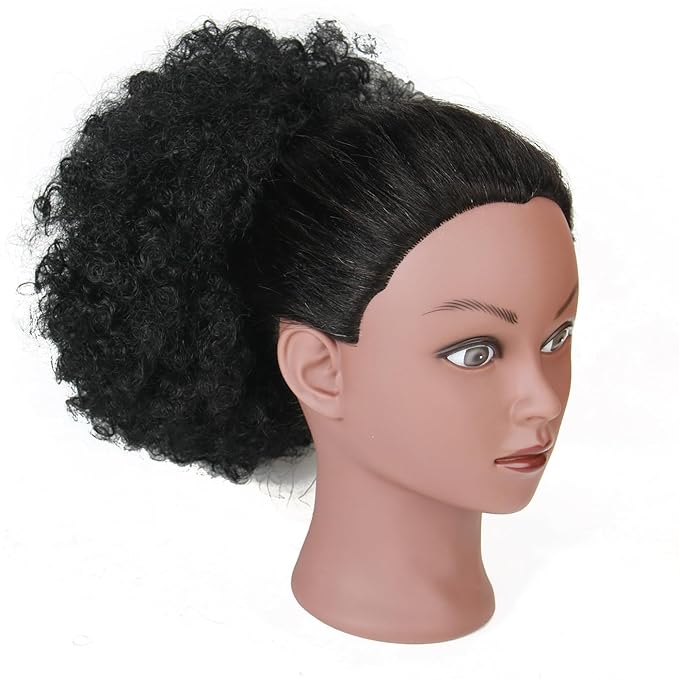 Afro Puff Drawstring Ponytail Extension for Black Women Short Afro Curly Ponytail Extension Clip On Kinky Drawstring Curly Ponytail Bun (1#)