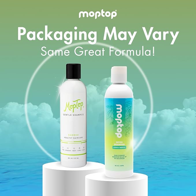 MopTop Detox Shampoo – Scalp Clarifying Shampoo for Build Up, Hard Water, Dirt & Oil, Sulfate & Paraben Free Hair Care for All Hair Types – Thin, Straight, Wavy, Curly & Coily (Citrus Medley, 8oz)