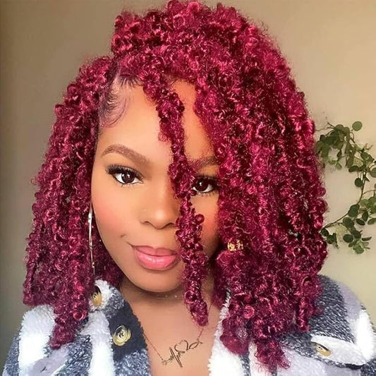 Burgundy Passion Twist Hair,14 Inch 7 Packs Water Wave Crochet Hair Wrap Braiding Hair For Passion Twist Crochet Hair/Butterfly Locs/Spring Twist Crochet Hair Braids (14in,7pcs,burgundy#)