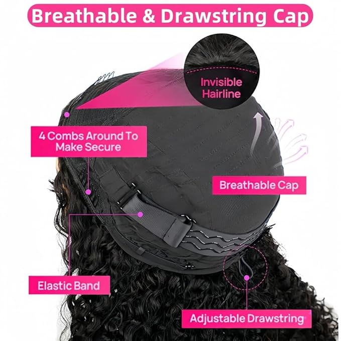 250% Density Half Wig Human Hair Glueless 3 in 1 With Drawstring Seamless Clip in Flip Over Kinky Curly 100% Real Human Hair No Synthetic Blend No Tangle No Shedding 18 Inch Triple Lifespan 3X