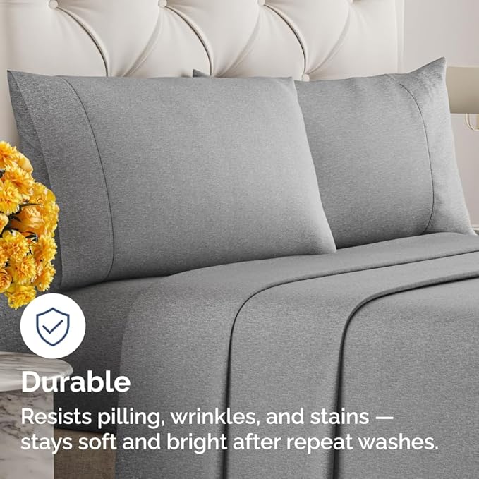 King Pillow Cases Set of 10 - Ultra Soft Hotel Quality Pillowcase Covers - Comfy & Wrinkle Free - Shrink, Stain and Fade Resistant - Machine Washable Pillow Protectors - 10 Piece Set - Heathered Grey