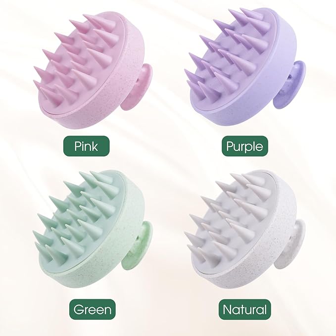 Scalp Massager Brush for Hair Growth – Silicone Scalp Scrubber & Scalp Exfoliator – Manual Scalp Massager Brush for Wet or Dry Use – Hair Massager Scalp Shampoo Brush Tool (Green)