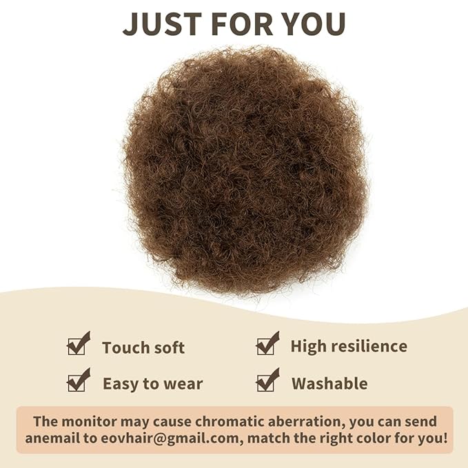 isheeny Medium Human Hair Ponytail Extension For Girls Ages 5-8, Natural Human Hair Drawstring Ponytail Hair Extensions Brown For Little Girls, Curly Hairpiece, Soft, And Durable For Repeated Use