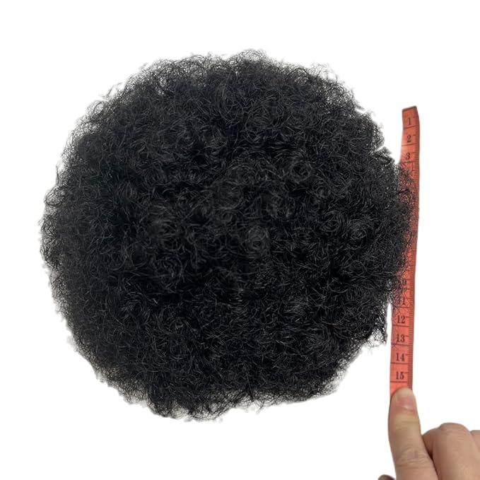 Real Human Hair Afro Kinky Curly Puff Drawstring Ponytail High Puffs Drawstring Bun 2 Clips in Hairpieces Updo Donut Chignon Short Curly Hair for Black Women (6 inch)