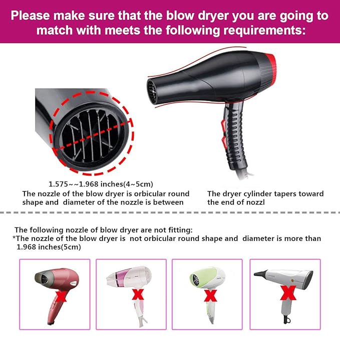 Collapsible Silicone Hair Dryer Diffuser - Travel and Easy Storage - Fit Most Hair Dryers with Nozzle Diameter D-1.575Inch to 1.968 Inch (4-5cm) - Pink