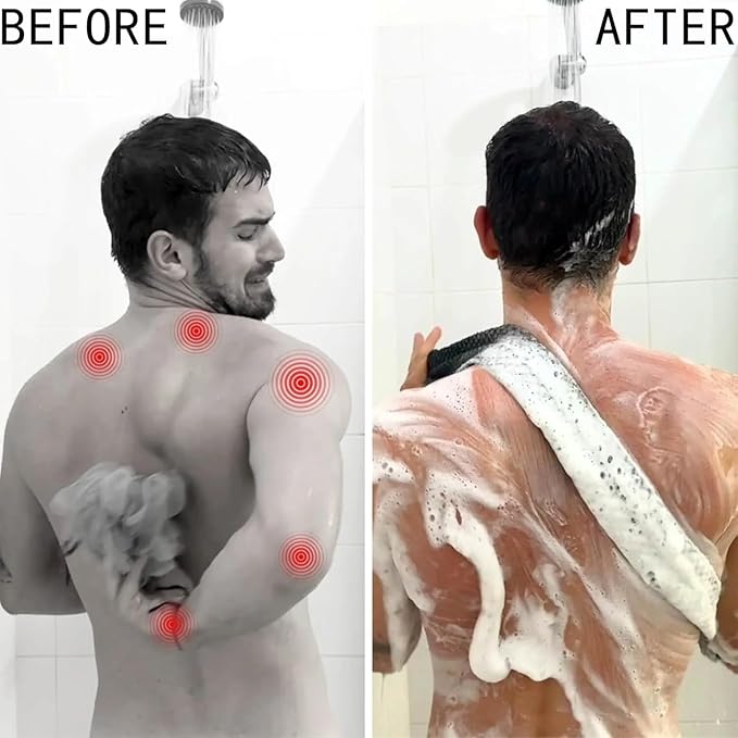 Blissal Exfoliating Shower Towel 47", Premium Scrub Wash Cloth for Body Face, Blissal Shower Towel for Smooth Skin, 2-in-1 Exfoliating Washcloth-Body Scrubber with 2 Sides for All Skin Types (Pink)