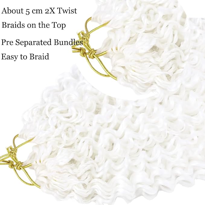 Passion Twist Hair Extensions White Curly Crochet Hair 12 Inch Short Curly Braiding Hair 3 Packs Crochet Braids with Curls for Black Women(12",60#)