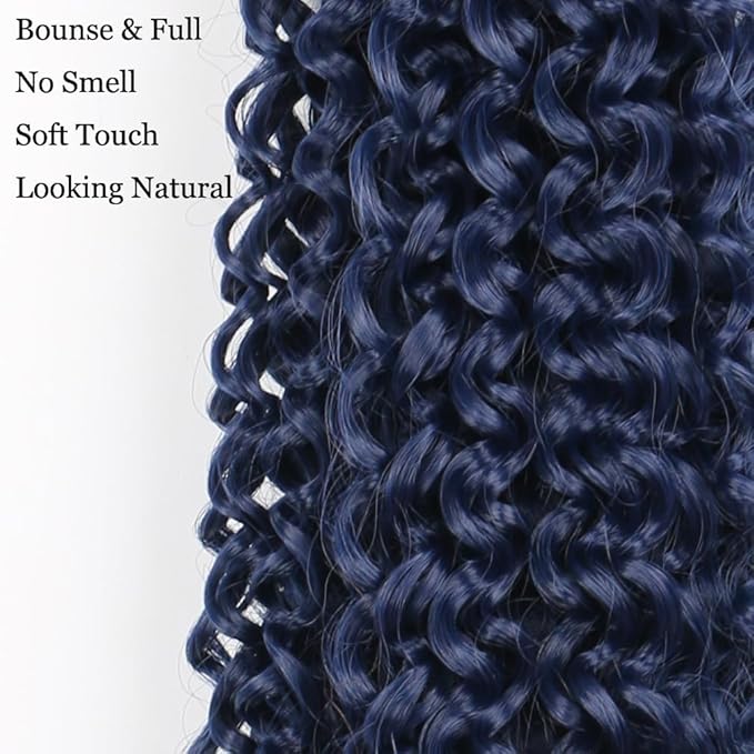 Passion Twist Hair Extensions Dark Blue Curly Crochet Hair 12 Inch Short Curly Braiding Hair 3 Packs Crochet Braids with Curls for Black Women(12",Dark Blue)