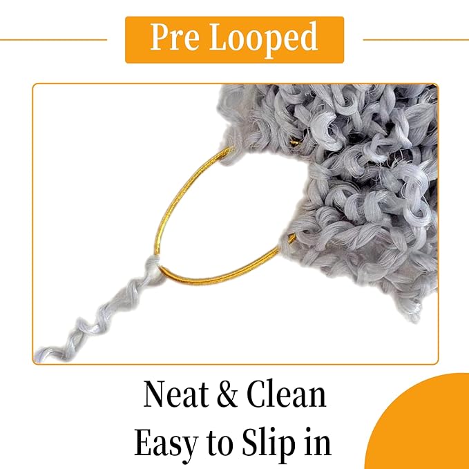 12 Inch Pre-Looped Yanky Twist Crochet Hair, 30 Strands/Pc, Mini Passion Twists, Senegalese Braiding Hair (Grey#, 8 Pcs/Pack)