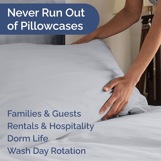 King Pillow Cases Set of 8 - Ultra Soft Hotel Quality Pillowcase Covers - Comfy. Cozy & Wrinkle Free - Shrink, Stain and Fade Resistant - Machine Washable Pillow Protectors - 8 Piece Set - Steel Blue