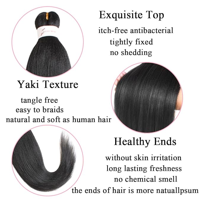 Leeven 8 Packs Pre-stretched 20 Inch Braiding Hair Extensions Yaki Texture Professional Crochet Braids Hair Hot Water Setting Synthetic Hair For Crochet Butterfly Braids(27613#)