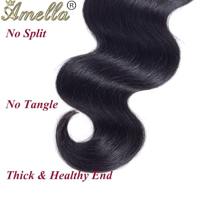 Amella Hair Brazilian Body Wave One Bundle 22inch 100% Unprocessed Brazilian Virgin Natural Black 8A Body Wave Human Hair Weft