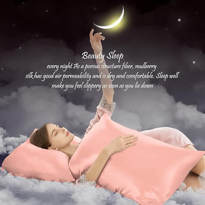 Silk Body Pillow Cover Pillow Pillowcase for Body Pillow Soft Pillow Covers Pillow Case Mulberry Silk Pillowcase for Sleep(Baby Pink,20"X 54",1pc)