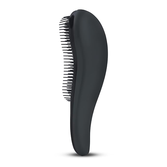Hair Brush For Curly Hair, Detangling Hair Brushes for Women With Soft Flexible Bristles, Travel Hair Brush For Kids, Straight, Natural, Curly, Dry, Or Wet Hair, The Scoopie (Black)