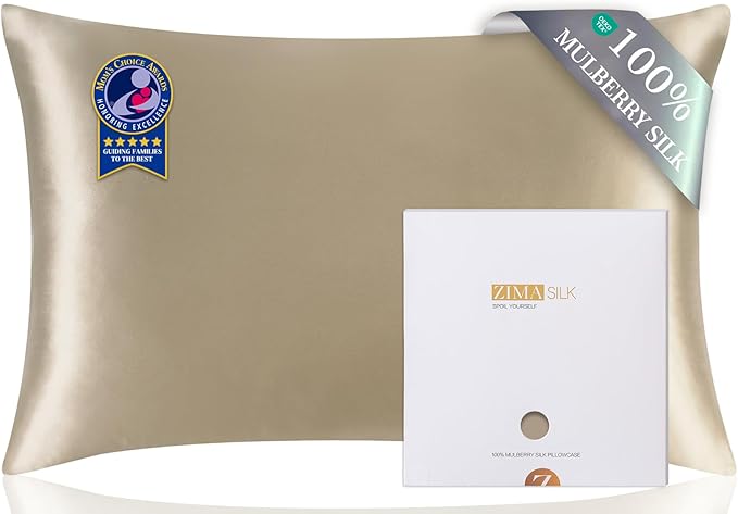 ZIMASILK 100% Pure Mulberry Silk Pillow Cases for Hair and Skin, Soft, Hypoallergenic & Smooth, Both Sides Grade 6A Silk, with Hidden Zipper, Gift for Women Men,1pc (King 20''x36'',Taupe)