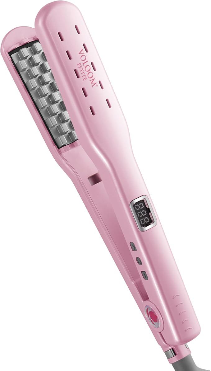 VOLOOM Petite 1” Inch Professional Volumizing Ceramic Flat Iron - Hair Volumizer & Styling Tool with Adjustable Temp & Auto Shut-Off for Lasting Volume for Medium or Fine Hair - Heat Resistant Case